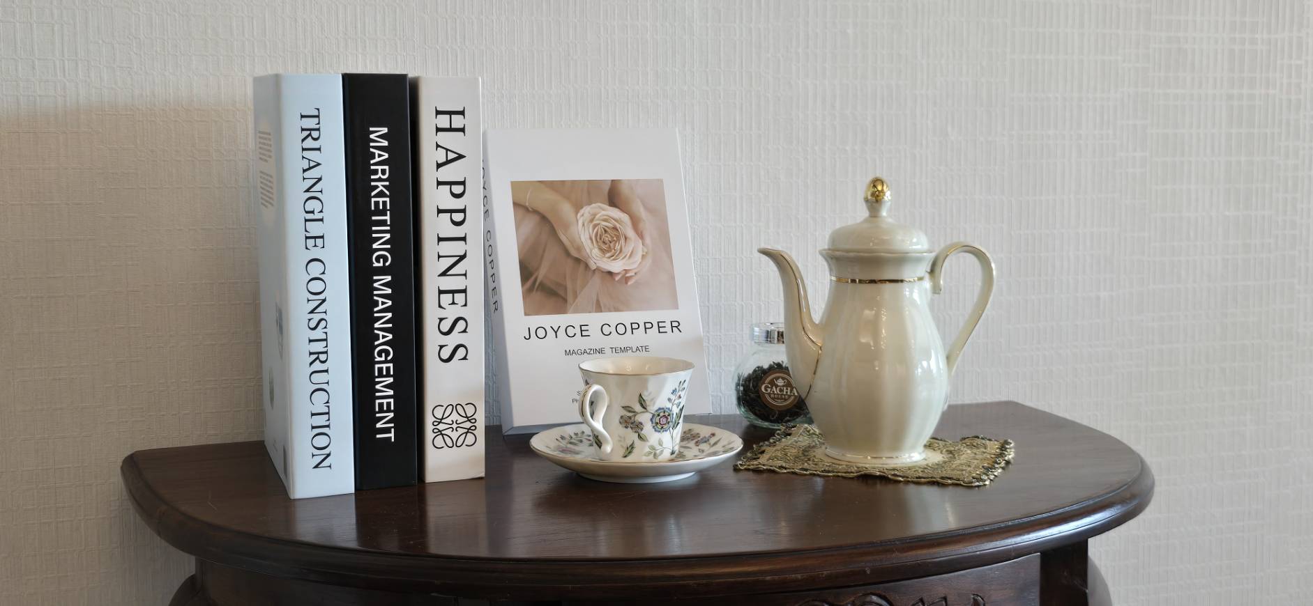 Side Table Books Teapot